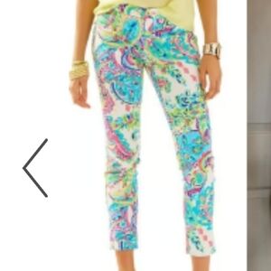 Lilly Pulitzer "I whale You Lily" Cropped Ankle Kelly Pants Sz 4
